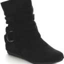 Beston Forever Selena-58 Women's Fashion Mid Calf Flat Heel Side Zipper Slouch Boots, Black, 9