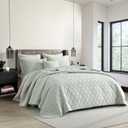Homzard Velvet King Size Comforter Set, Luxury King Quilt, Light Green Bedding Set, Soft Plush Bedspread, Lightweight for All Season