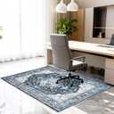 Office Chair Mat for Hardwood Tile Floor, 48"x60"Anti-Slip Under Desk Carpet Protector for Rolling Computer Chair Mat, Machine Washable Office Area Carpet (Fauxwool,Blue)