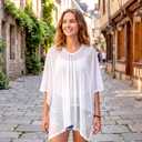 2 x Patelai Women Sheer Poncho Top Mesh Lightweight Poncho Shawl Bolero Asymmetrical Cape Shrug Cover up Summer