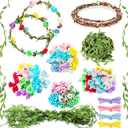 Syhood Crowns Making Kit, Make Your Own Flower Crown Wreath Headbands and Bracelets Craft Kit Hair Accessories Handmade DIY Floral Garland Presents for Girls (Paper Rose)