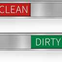 EliteSign Dishwasher Magnet Clean Dirty Sign, Non-Scratch Easy Slide Indicator, Premium Stainless Steel and Strong Magnet, Kitchen Decor with Adhesive Stickers, Silver Thin Green Red 7” x 2”