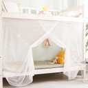 Eimilaly 8 Corner Bed Canopy Curtains for Girls Boys Decor, Loft Bed, Dormitory, 1-1.8M or Outdoor Camping, Single Door White
