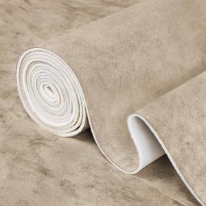 Beige Suede Headliner Fabric for Car Roof 54"x60", 1/8" Foam Backed Suede Material, Soft Touch, Anti-Sag, Soundproof, Flame-Retardant Automotive Upholstery DIY Replacement for SUV, Truck, RV