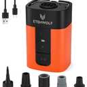 ETENWOLF Air Pump for Inflatables, 10400 mAh Portable Electric Air Pump with Camping Light, 4X Quick Inflator & Deflator, 720 L/min Pump for Pool Floats, Air Mattress, Vacuum Storage Bags (Vivid Orange)