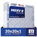 BNX TrueFilter MERV 8 20x20x1 Air Filters 12 pack
