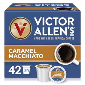 Victor Allen's Coffee Caramel Macchiato Flavored, Medium Roast, 42 Count, Single Serve Coffee Pods for Keurig K-Cup Brewers