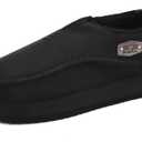 KuaiLu Men's Slippers Cozy Memory Foam House Slipper Shoes Warm Suede Winter Moccasins Slip-on Boots Slippers For Man with Fuzzy Sherpa Lining & Indoor/Outdoor Hard Rubber Sole (Black)