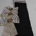 Farmhouse Black Shower Curtain,Bowknot,Cotton Woven and Cotton Blend Fabric,Pleated Black Stripe,Country Style,72x72 in