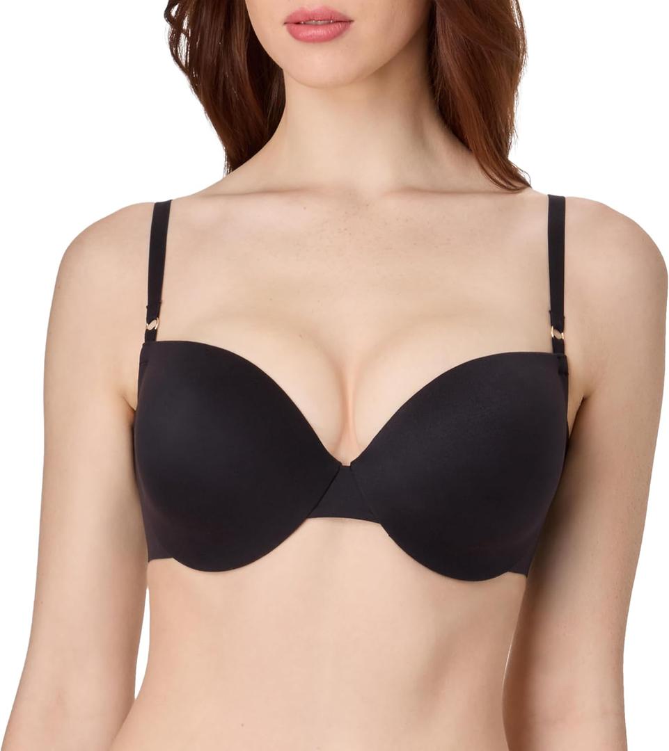 Maidenform Women's Push-up Bra, Comfortable Underwire Lace Bras for Women, Sexy Lace, Natural Lift, Adjustable Straps (34A, Black)