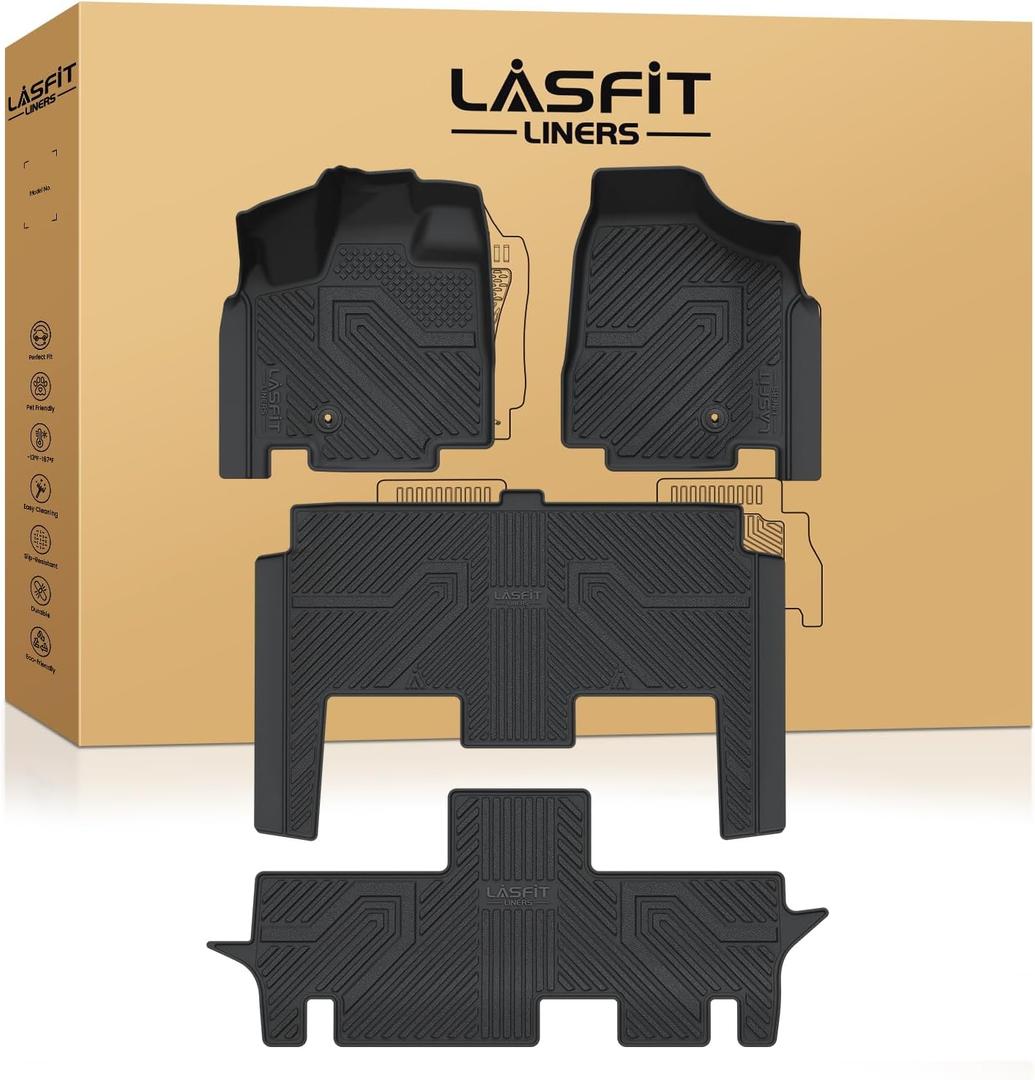 LASFIT Floor Mats Fit for Chrysler Town & Country 2008-2016/Dodge Grand Caravan 2008-2020, All Weather TPE Fit Floor Liner for Chrysler Town & Country & Dodge Grand Caravan 3 Row Car Mats, Black LASFIT Floor Mats Fit for Chrysler Town & Country 2008-2016/Dodge Grand Caravan 2008-2020, All Weather TPE Fit Floor Liner for Chrysler Town & Country & Dodge Grand Caravan 3 Row Car Mats, Black