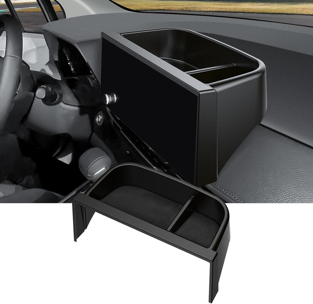 Ecarzo Dash Tray Phone Holder for 2025 2026 Toyota Sienna 8.0 inches Screen, Custom Fit Behind Screen Dashboard Organizer, Dash Console Storage Tray with Non-Slip Liner (NOT for 12.3-Inch Display)