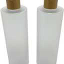 Empty Cosmetic Bottles 16oz/500ml 2 Pack with Bamboo Disc Top Flip Cap for Shampoo Lotion Liquid Soap,Cream,Refilable Plastic Squeeze Travel Size Toiletry Bottles (500ml+500ML, Frost Clear)