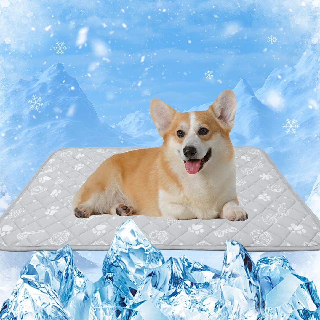MH MYLUNE HOME Self Cooling Mat for Dog, 28x39 Arc-Chill Cooling Fiber & Endothermic Color Changing Pet Cooling Pad, Foldable & Washable Non-Toxic Summer Pet Blanket