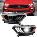 LED Mustang Projector Headlight Assembly, OEM-Style Headlight with Amber Reflector, Headlight Assembly Compatible with Ford Mustang 2015 2016 2017 (HID/Xenon Model)