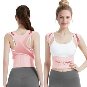 Posture Corrector for Women & Men, Full Back Brace Support with Adjustable Shoulder Straightener, Lower & Upper Back Pain Relief - Scoliosis, Hunchback, Spine Corrector (Pink, Medium)