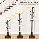 Taitiy Solid Wood Coat Rack Freestanding Coat Tree with 10 Hooks for Bedroom, Livingroom, Entryway, Sturdy Coat Hanger Stand for Hats, Coats, Scarves, Handbags, Purses