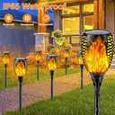 4 Pack Super Larger Size Solar Flame Torch Lights with Flickering Flame, Solar Flame Lights Outdoor Waterproof for Garden Decor, Extra Bright Tiki Torches Solar Lights Outdoor for Pathway Patio Yard