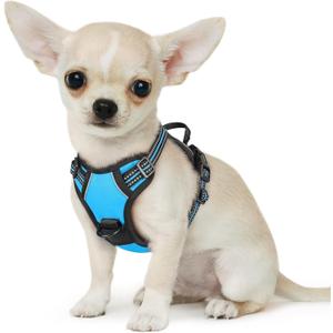 Eagloo Small Dog Harness No Pull, Service Vest with Reflective Strips and Control Handle, Adjustable and Comfortable for Walking, No Choke Pet Harness with 2 Metal Rings, Sky Blue, XS