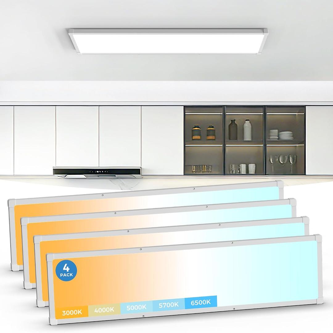 1x4 LED Flat Panel Light Surface Mount 4 Pack,5CCT Selectable,White