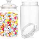 2 Pack 130 oz Candy & Cookie Jar Plastic Jars with Lids, Airtight Candy Jar Unbreakable, Decorative Kitchen Storage Jar, Clear Food Storage Canister for Pet Food