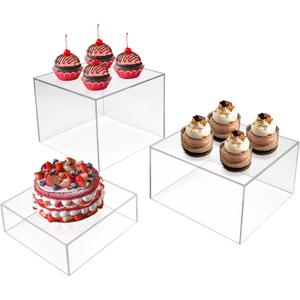 3pcs buffet risers,food risers for buffet table,food stands for display party,buffet risers and stands for food platters,food risers for display party,Clear
