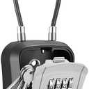 Puroma Lock Box, Portable Key Lock Box with Removable Cable Handle, Resettable Combination Lockbox Wall-Mounted Key Lockbox for House Key, Home, Office, Apartment Warehouse Key Storage (1 Pack, Grey)