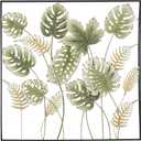 Deco 79 Metal Leaf Home Wall Decor Tall Cut-Out Wall Sculpture with Intricate Laser Cut Designs, Wall Art 30" x 2" x 30", Green