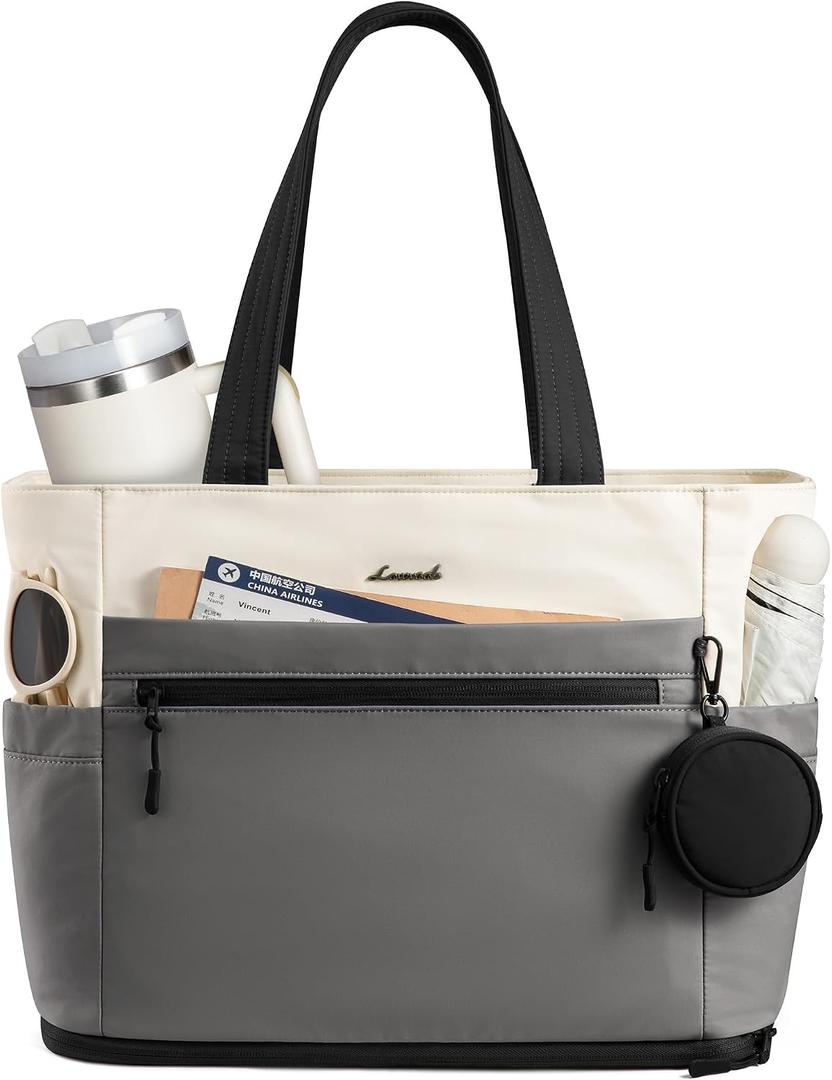 LOVEVOOK Tote Bag for Women, Expandable Laptop Work Bag 15.6 Inch, 33L Large Travel Handbag with 40oz Tumbler Holder, TSA