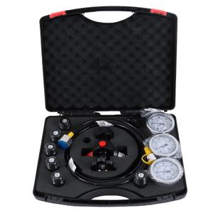 SINOCMP Hydraulic Nitrogen Accumulator Test Charging Kit, Nitrogen Pressure Charge Testing Fill Kit, Diagnosis Tester System Tools Set with 3 Gauges 1500/4000/6000psi, 7 Adapters Couplings, 1 Gas Hose