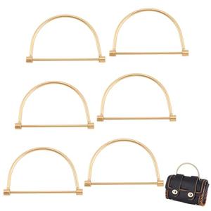 PH PandaHall 5pcs Gold Metal Purse Handles D Shape Bag Handles, Semicircle Purse Handles Replacement Clutches Handles Frame for Handmade Bag Purse Tote Bag Making Accessories, 3.2x5inches
