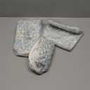 URSKYTOUS 3Pcs Makeup Bag Quilted Cosmetic Bag Set Bow Travel Large Makeup Pouch for Women Cute Portable Cotton Toiletry Bag Skincare Organizer Coquette Vintage Travel Essential (MH 3PCS White Blue)