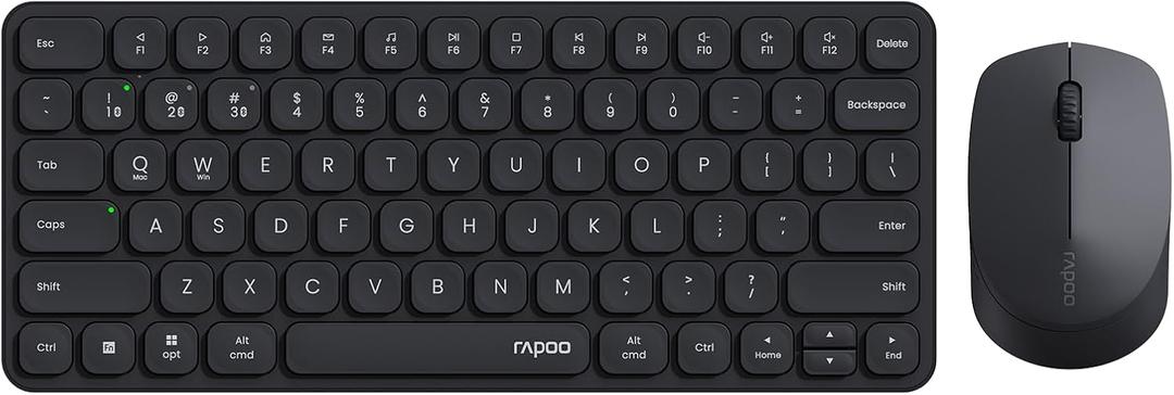 Rapoo 9010M Multi-Device Keyboard and Mouse Combo, 2.4GHz/Bluetooth 5.0/4.0 Wireless Keyboard & Mouse Set for Windows/Mac/Linux/Chrome, Support 4 Devices, Low-Profile Silent Click, Battery Powered (Black)