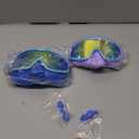 Vvinca Kids Goggles with Comfort Fabric Strap, Kids Swim Goggles Wide View Anti-Fog/UV No Leaking Swimming Goggles for 3-14 (12-blue& Purple)