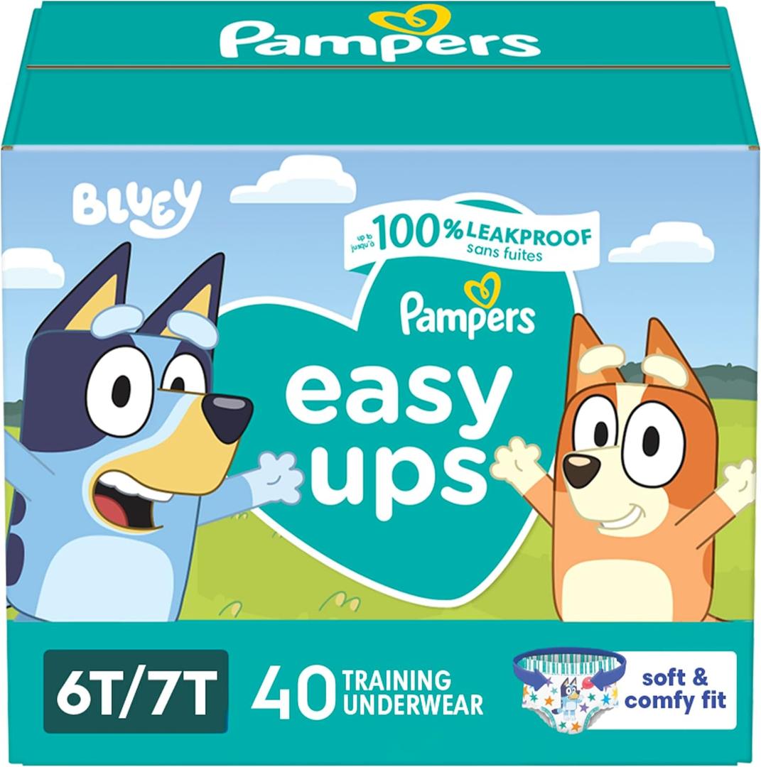 Pampers Training Pants - Easy Ups Boys & Girls Bluey - Size 6T-7T, 40 Count, Children's Potty Underwear