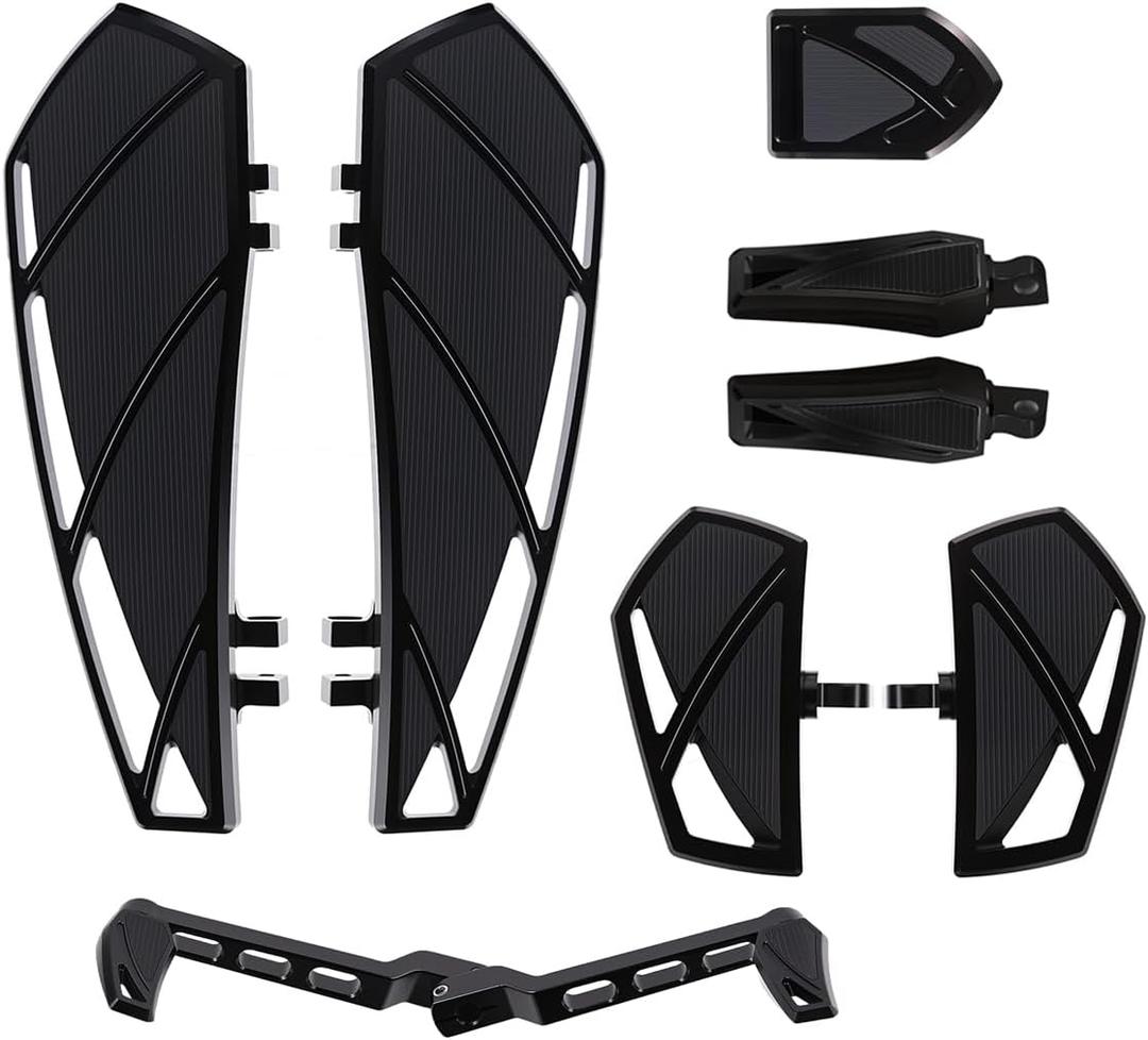 Motorcycle Floorboards Footpegs Shifter Peg Pedal Kit Compatible With For Harley Touring Softail Street Road Glide FLTR FLHX (Black)