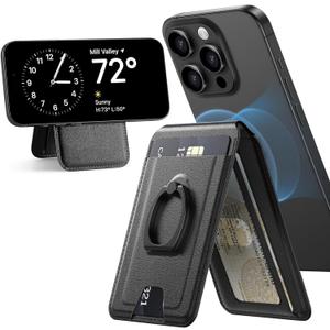 LISEN for Magsafe Wallet RFID [Strongest Magnetic] iPhone Wallet for Apple Wallet Magsafe with Adjustable,Black Accessories for Magsafe Wallet Stand Magnetic Wallet for iPhone 16/15/14/13 Pro Max