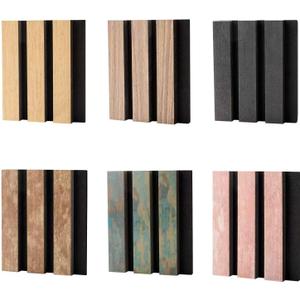 Acoustic Wood Slat Wall Sample Kit- 6 Wood Slat Colors for Interior Wall Decor, Modern Soundproof Wall Panels