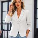FOLUNSI Women's Cropped Blazer Jacket Office Casual, Medium