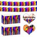 4P Metallic Foil Fringe Banner Tinsel Table Skirts for Rectangle Tables Backdrop Tinsel Banner Garland Curtains for Parade Floats Wedding Graduation Anniversary Birthday Parties Decoration (Rainbow)