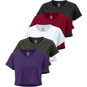 Real Essentials 3 Pack: Women's Dry Fit Crop Top - Short Sleeve Crew Neck Stretch Athletic Tee (Available in Plus Size) - Set 5, Meddium Real Essentials 3 Pack: Women's Dry Fit Crop Top - Short Sleeve Crew Neck Stretch Athletic Tee (Available in Plus Size) - Set 5, Meddium
