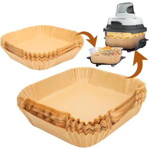 BYKITCHEN 200PCS Air Fryer Liners for Ninja Crispi Airfryer, 6.5 Inch & 8 Inch Crisp Airfryer Liners for 4QT&6 Cup Glass Containers, Ninja Crispy Portable Glass Air Fryer Cooking System Accessories