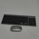 Wireless Keyboard and Mouse Ultra Slim Combo, TopMate 2.4G Silent Compact USB 2400DPI Mouse and Scissor Switch Keyboard Set with Cover, 2 AA and 2 AAA Batteries, for PC/Laptop/Windows/Mac - Gray Black