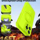 MOCCA Design for iPhone 16 Pro Max Case with Magnetic Invisible Stand [Full Camera Protection] [Compatible with Magsafe] Military Drop Shockproof Translucent Matte Case Cover 6.9",Fluorescent Green
