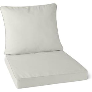 Amazon Basics Patio Chair Cushion with Back, 24x24x3 inch, Beige, Water Resistant, High-Resilient Foam, 1-Pack