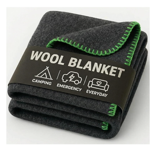 Wool Camping Blanket – 70% Wool HeavyDuty Military Style Throw, Warm & Washable, Fire Retardant Cover for Emergency, Survival & Outdoor Use – Perfect for Camping, Car, Home & Hiking, Grey 62x84