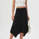 DJT Women's Flowy Handkerchief Hemline Midi Skirt, Medium