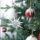 3.15inch Burgundy Velvet Christmas Ornaments Balls Flocked Christmas Tree Glittering Plastic Balls Xmas Hanging Ornaments 9 Pcs-Red