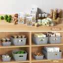 MaxGear Organization and Storage 3 Packs, Plastic Bins Organizer Bins, Woven Baskets for Storage, Plastic Baskets with Handles, Grey Basket for Organizing, Basket Organizer for Home and Office, Large