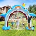 Inflatable Shark Sprinkler, 11FT Large Water Sprinkler Arch for Boys Girls Summer Outdoor Play, Backyard, Garden Water Party Games Outside Activities
